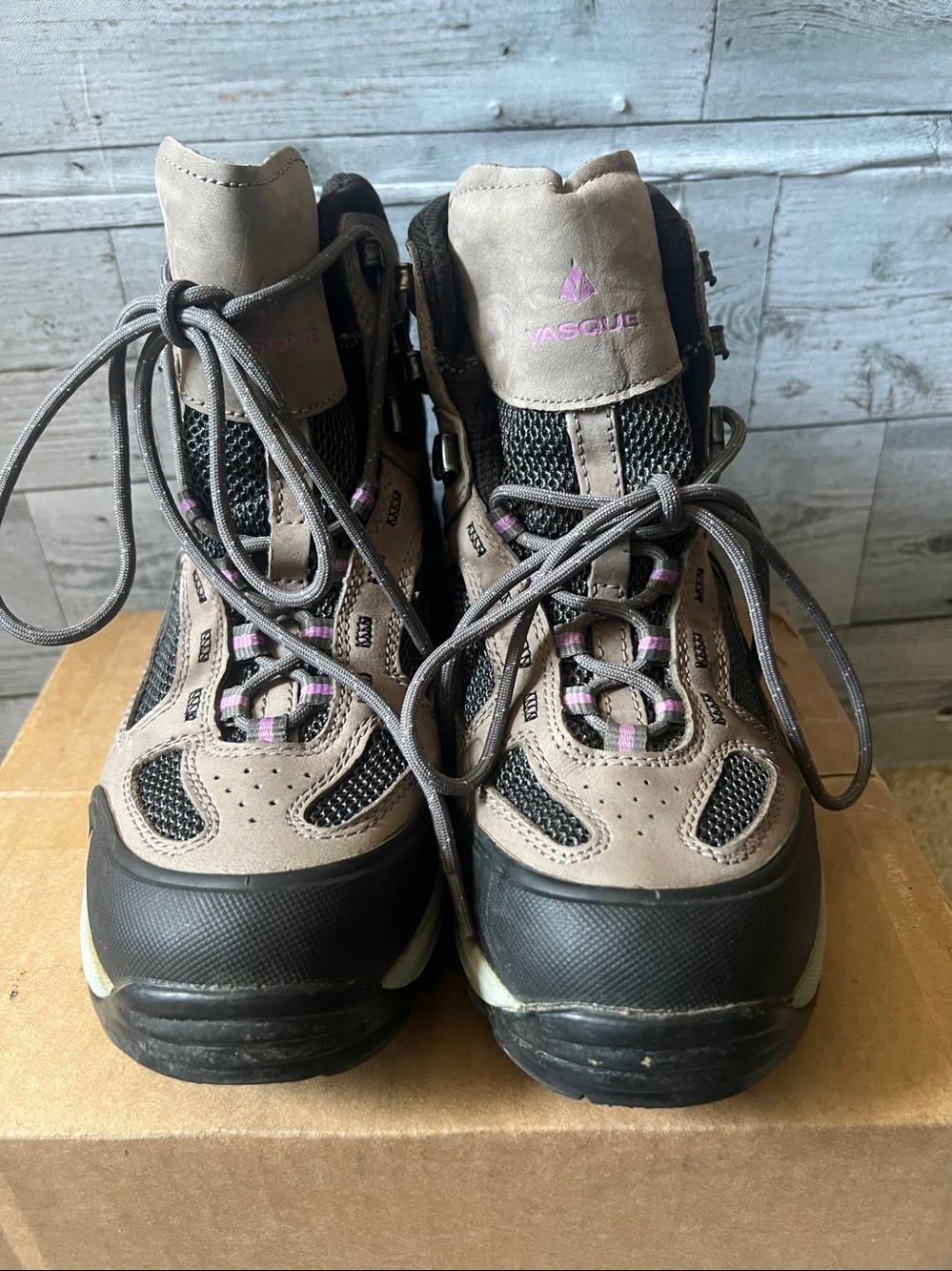 Vasque Taupe and Purple Women's Lace-Up Hiking Boots size 8.5